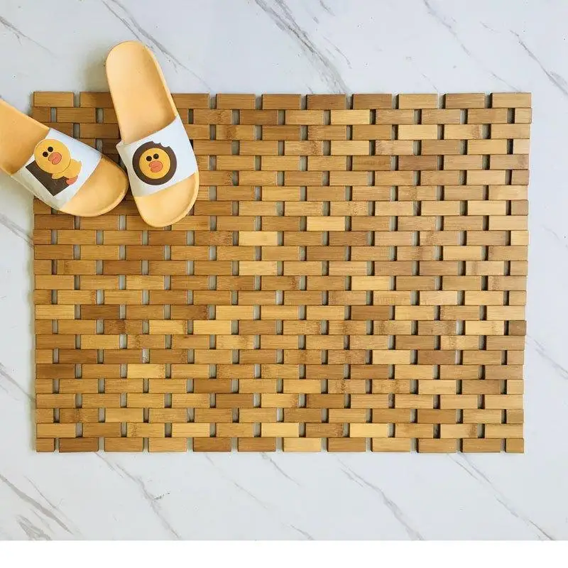 

2023 New Bamboo Bath Mat Thickened Bamboo Block Mat Anti-Slip Bathroom Footrest Pad Japanese Style Home Personal Care Tool