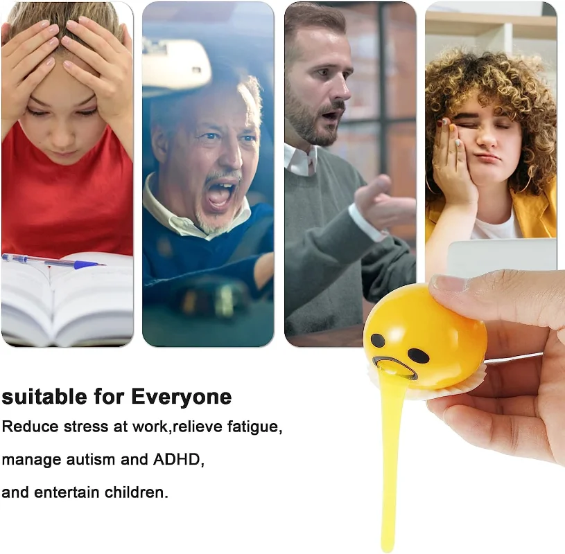 Stretchy Disgusting Funny Egg Yolk Decompression Toy Sticky Vomit Ball Lazy Egg Custard Brother Army Funny Toy view 3
