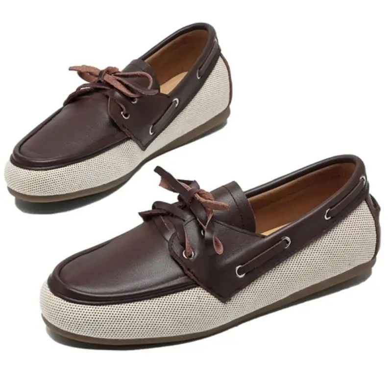 

Fashion Women's Loafers Flats Shoe Spring Autumn Leather Casual Walking Work Shoes Beige Brown Flats Big Size 43 Brand Designer