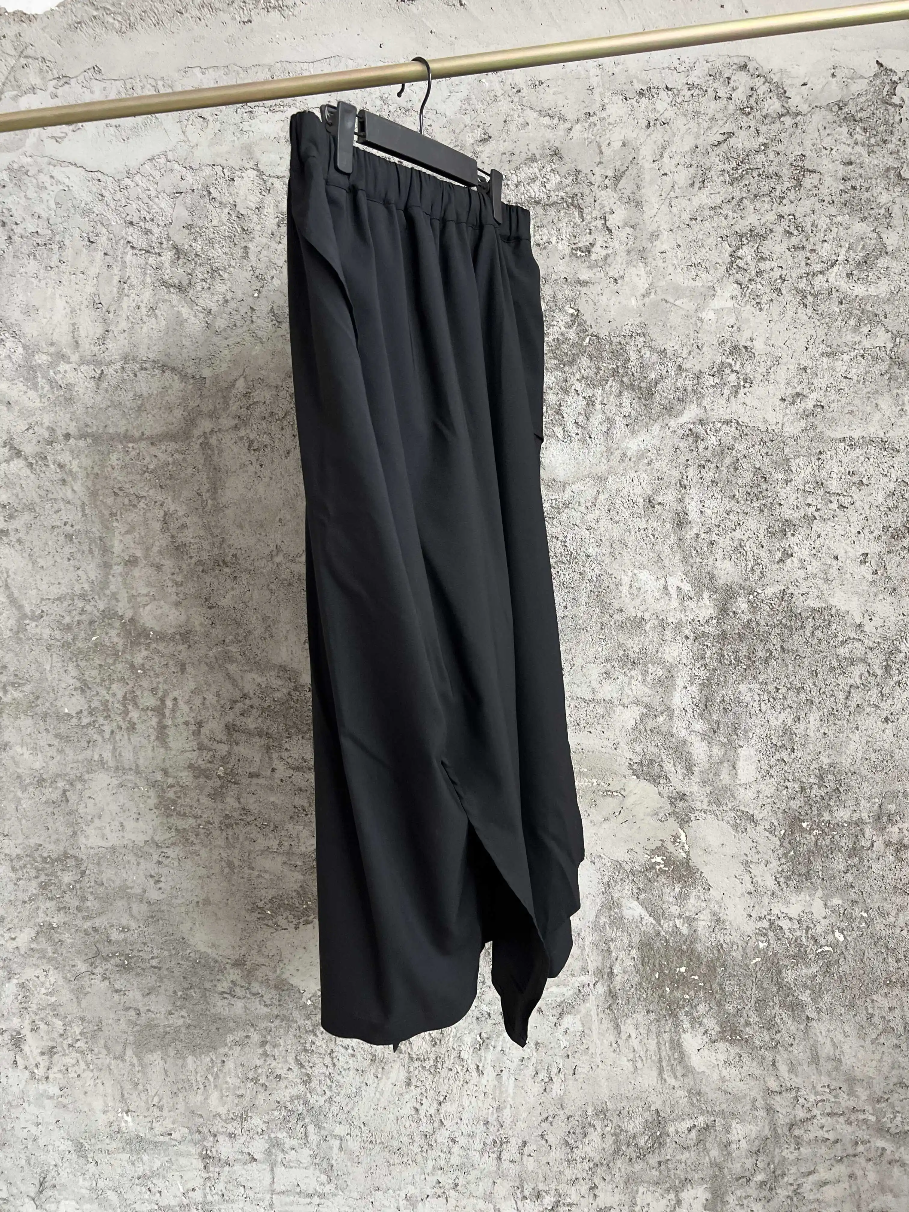 TOP-YAMAMOTO original Design sense multi-piece fabric drawstring waist skirt, casual wool irregular long pants for men