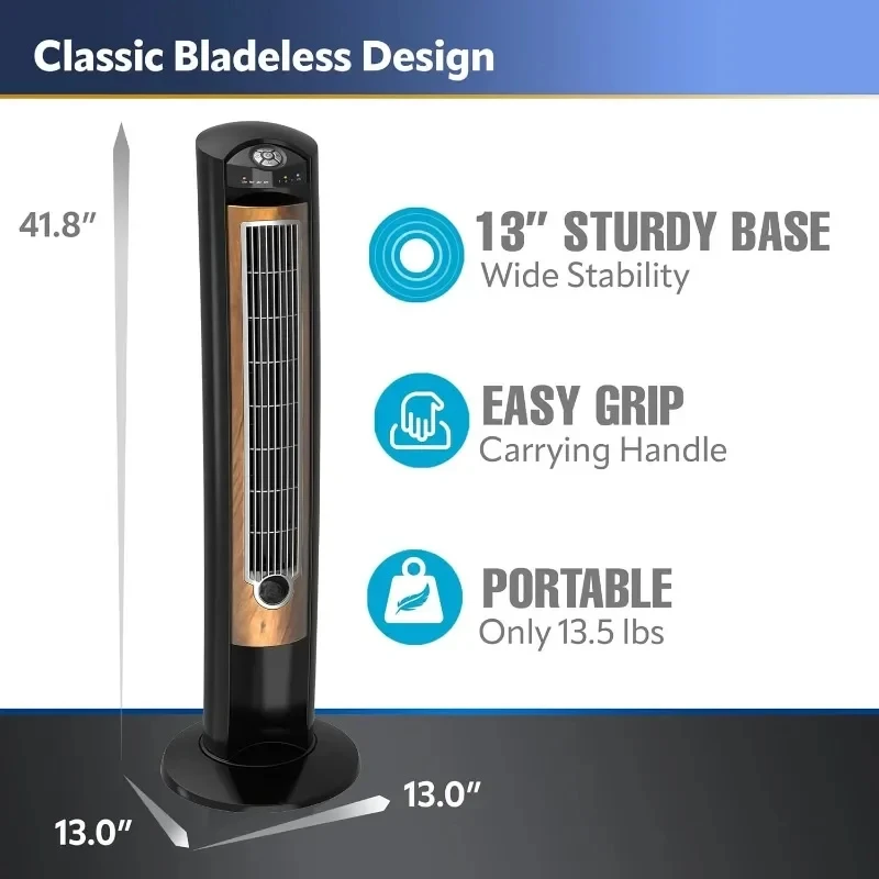 Oscillating Tower Fan Remote Control Negative Ion Generator Timer for Bedroom, Office, Kitchen