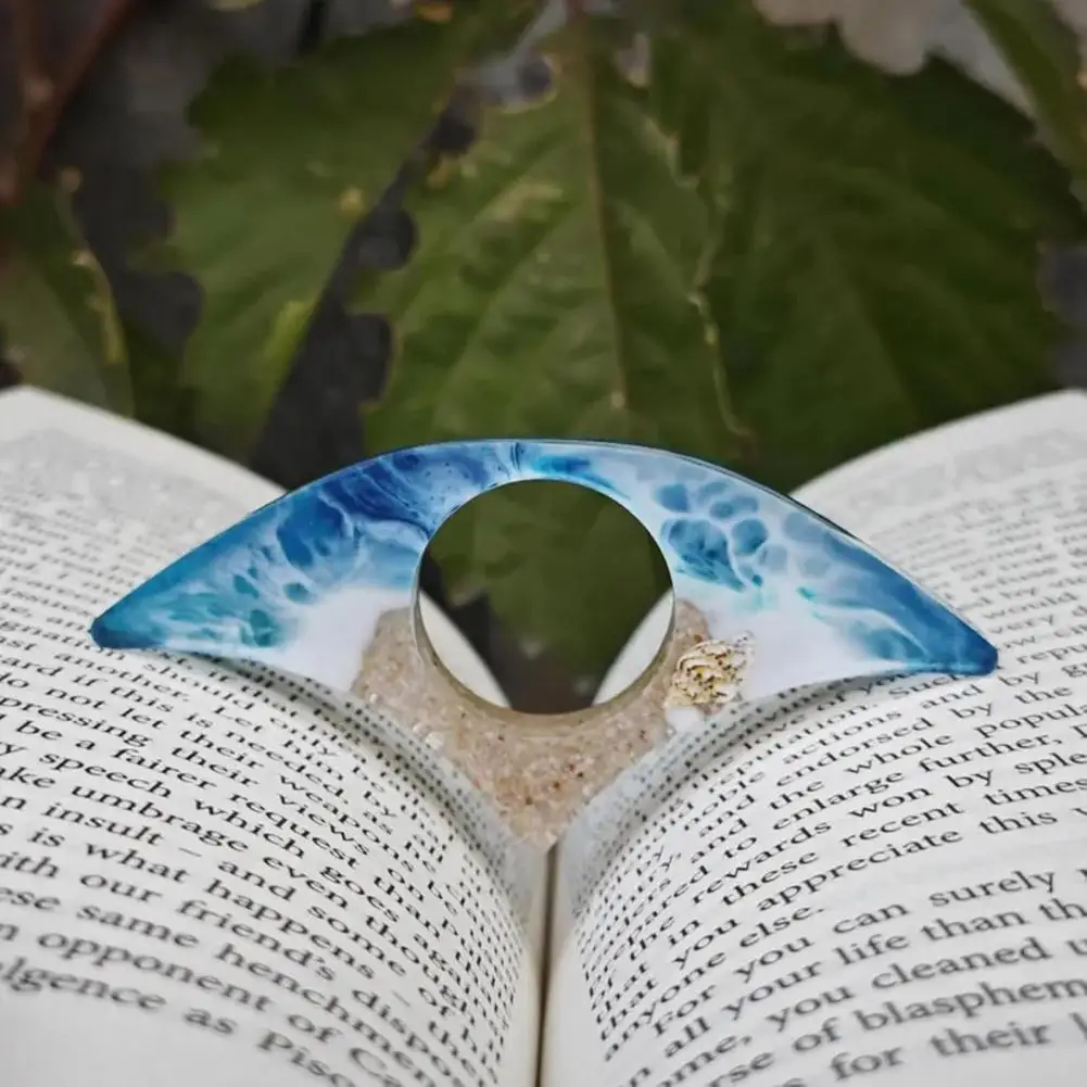 حامل كتب مصنوع يدويًا على شاطئ المحيط وحامل صفحة الكتاب من الراتنج الساحلي وحلقة الإبهام ملحقات القراءة لكتاب المعلمين #5