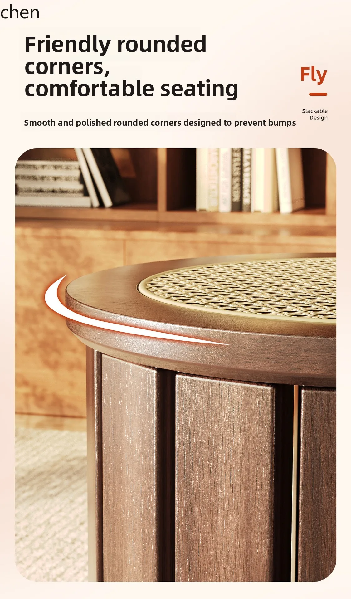 YFY Solid Wood Stacking Stool Home Wooden Stool Stackable Living Room Combination Comfortable for Long Sitting with Wheels
