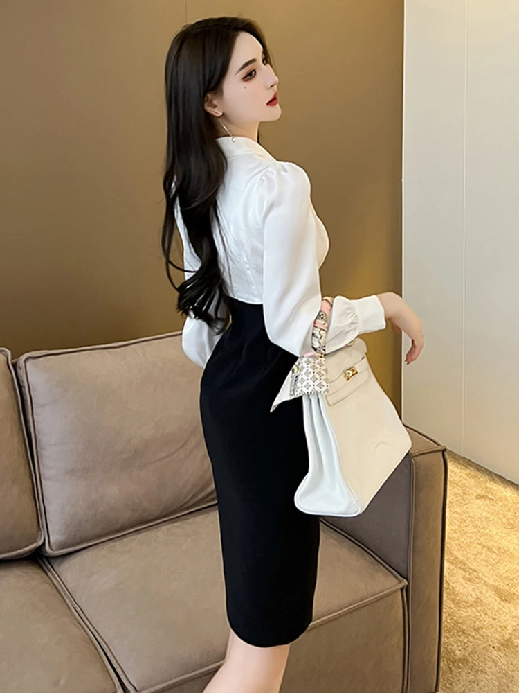 Nuovo raso di alta qualità primavera autunno donna abito da sera temperamento chic formale scollo a V abiti longuette sottili prom Mujer abiti