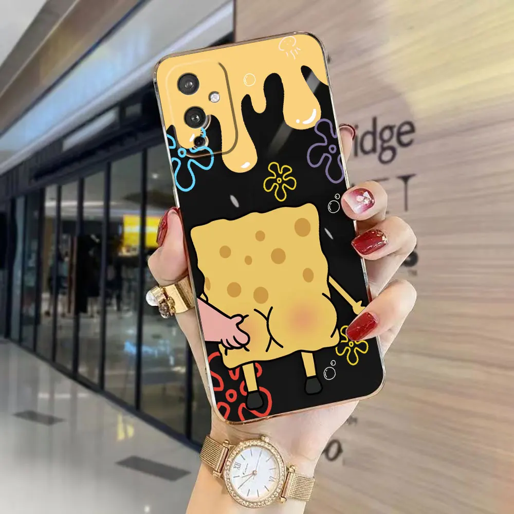 Cute S-SpongeBob Cartoon Cover Smooth E-TPU Phone Case Oneplus 8 8T 9 NORD CE 2 3 MOTO G8 G9 G22 G30 G50 G52 G Stylus Case Funda