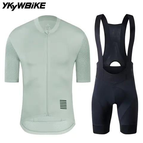 YKYWBIKE 남자 사이클링 저지 세트 클래식 MTB 사이클링 턱받이 반바지 키트 반사 자전거 의류 자전거 타이츠 사이클링 의류