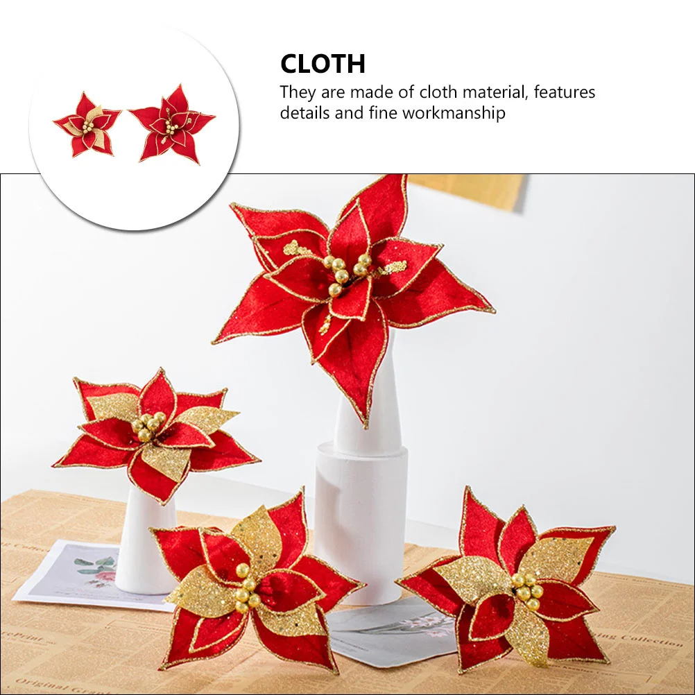 

2Pcs Xmas Flower Cloth Decoration Christmas Simulated Flowers DIY Ornament Party Home Festive Decor Xmas Flower