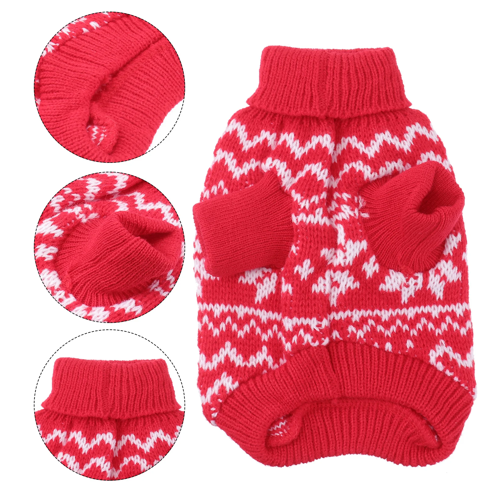 

Pet Sweater Warm Puppy Clothes Dog Winter Coat Red M Stretchable Thick Snowflake Pattern Ideal for Autumn Winter Festival Pet