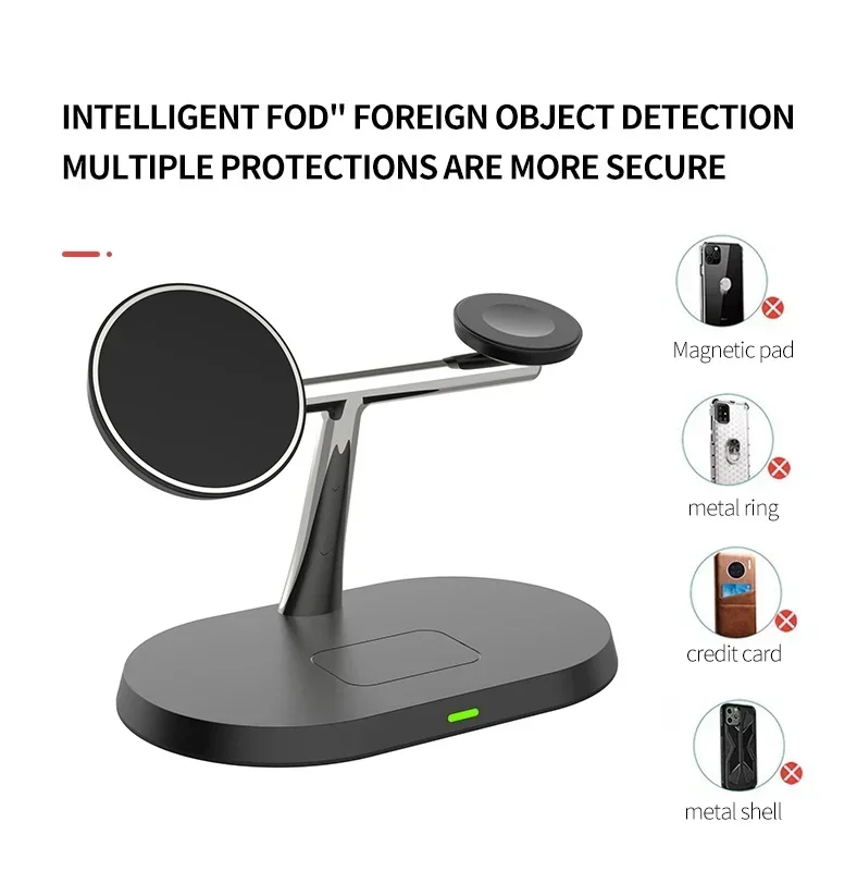 Magnetic Wireless Charger Desktop Stand For Apple Watch8/7/6 Airpods Pro iPhone 15 14 13 12 Pro Max 3 in 1 Fast Charging Station