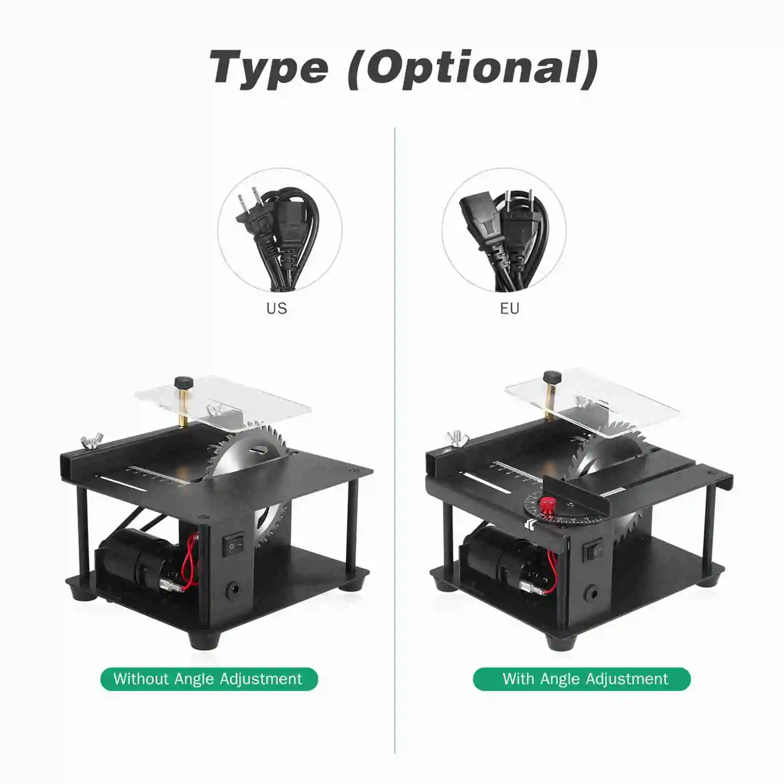 110-240V Multi-Functional Table Saw Mini Desktop Saw Cutter Electric Cutting Machine with Saw Blade Adjustable-Speed Angle