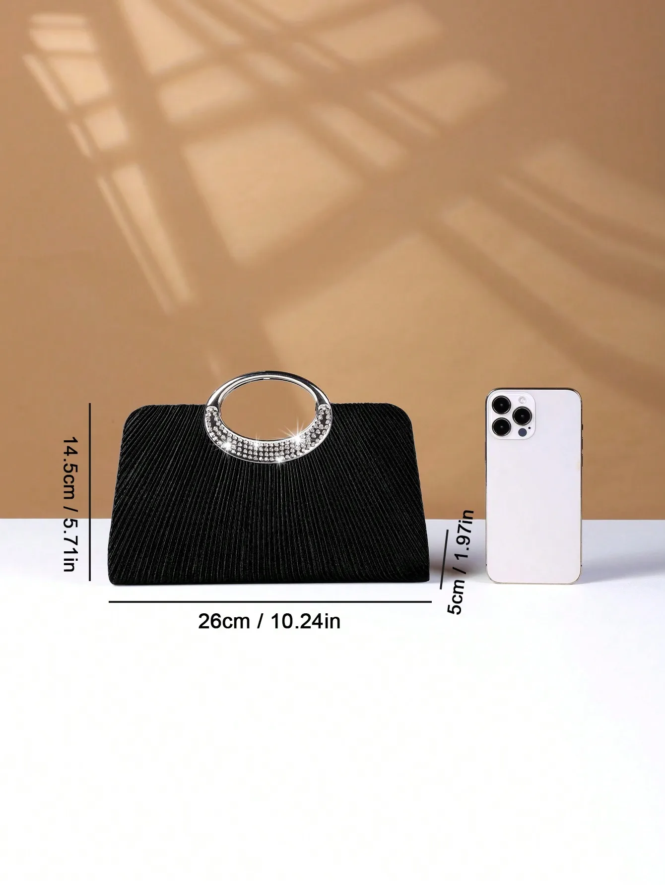 Glitzernde Damen-Clutch aus Metall mit Strasssteinen – elegante, glänzende Abendtasche für Hochzeit/Abschlussball