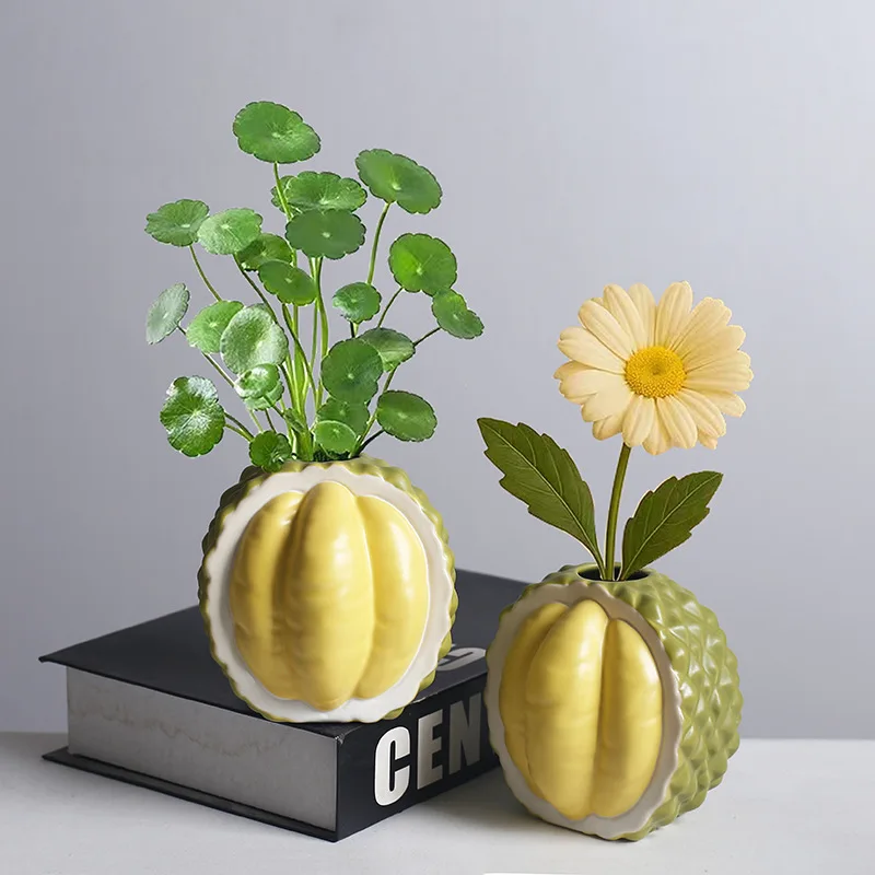 Nordic Ceramic Simulation Durian Vase Hydroponic Plant Utensils Living Room Bedroom Balcony Decoration Ornament Vase Decoration