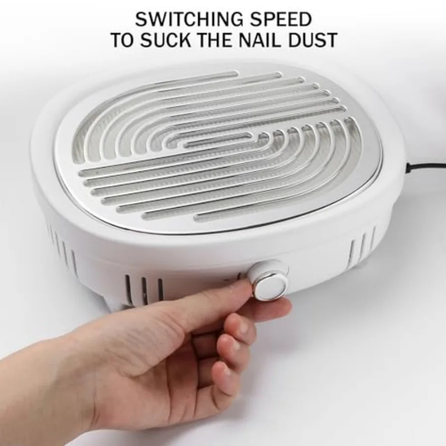 Nail Dust Collector with 2 Reusable Filters Quiet Nail Duster Collector Vacuum Cleaner with Adjustable Suction for Acrylic Nail