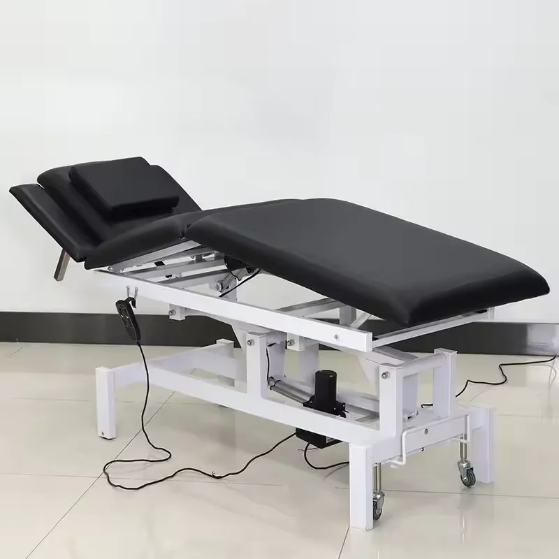 

The Latest Flexible 2-motor Black Massage Bed Can Lift Height with Manual Adjustment of Head and Feet