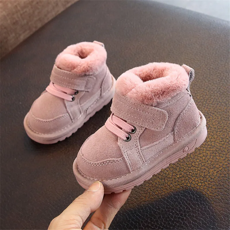 New Winter Baby Snow Boots Unisex Leather Cute Boys Girls Shoes Warm Cotton Kids Sneakers Soft Bottom Toddler Baby Shoes