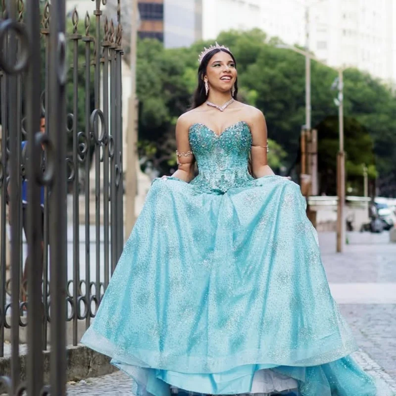 

Блестящее платье Quinceanera цвета морского синего цвета с кружевной блестящей цветочной наклейкой и кристаллами, платья de 15, Quinceanera ﻿ Бисероплетение по индивидуальному заказу