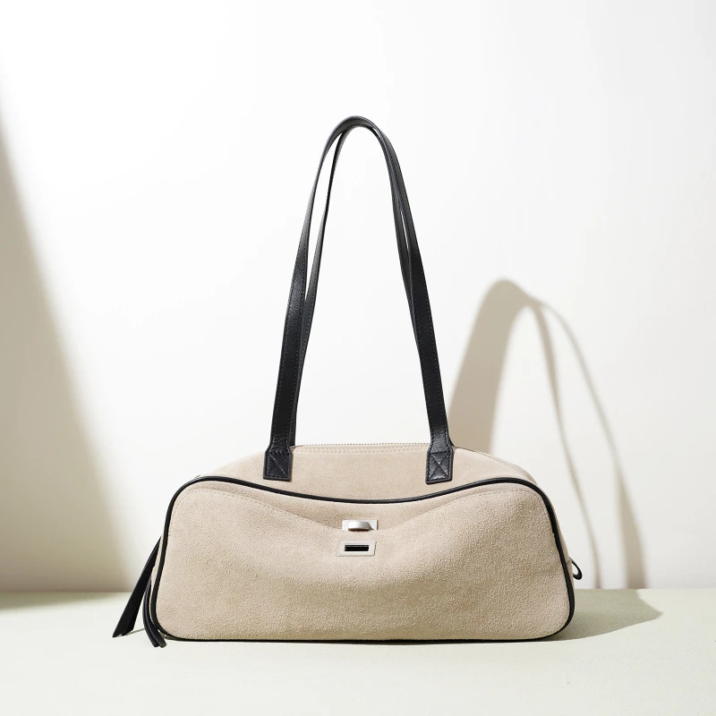 

First Layer Frosted Cowhide Bag Woman Commuter Handbag and Purse Luxury Designer Winter Color Satchel Shoulder Holiday Tote