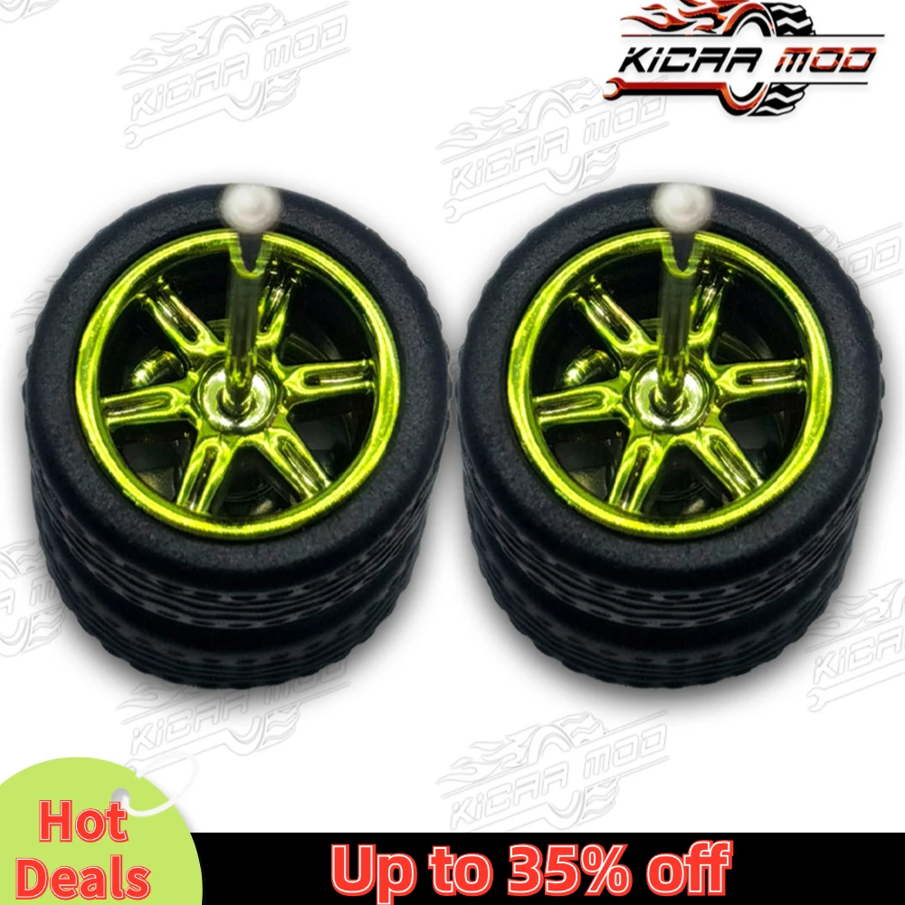 1/64 Model Car Wheels with Rubber Detachable Tires Six Spoke Refitting Parts for Diecast Toys Hot Wheels Matchbox D:11mm 1 Set
