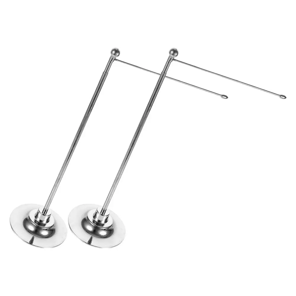 2Pcs Stainless Steel Flag Holder Stand Mini Desk Flagpole Base for Office Indoor Table Flag Display Trade Show Supplies