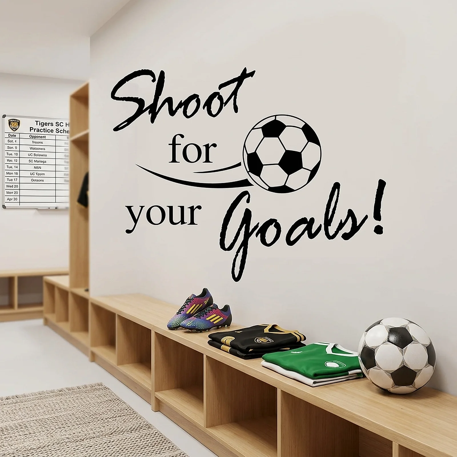 Zoyiancy Soccer Wall Decal, Shoot for your Goals! Vinyl Soccer Ball Sticker, 31.5 x 23.6 In Sports Room Decor For Bedroom Study