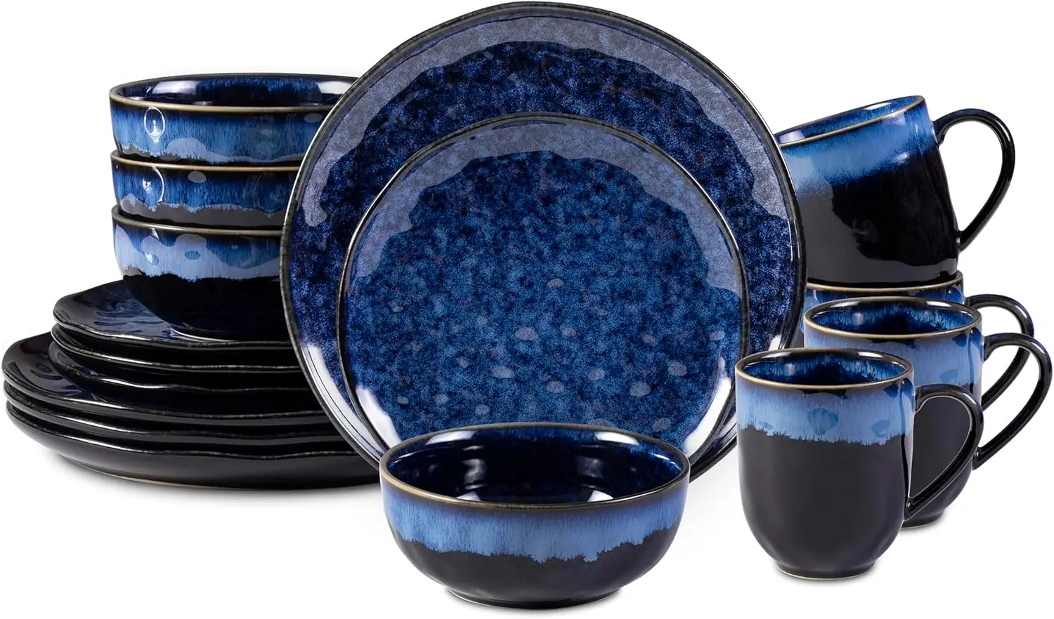 

Обеденный набор Oranic Stoneware Sky Star, 16 предметов, реактивная глазурь, синий