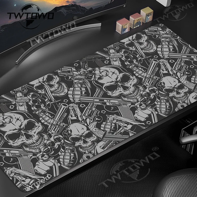 mouse-pad-preto-e-cinza-cranio-arma-jogos-xl-computador-mousepad-xxl-teclado-de-borracha-natural-antiderrapante-escritorio-portatil-mouse-pad