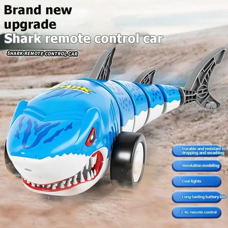 Shark RC Car For Kids:LED Lighted, 2.4Ghz Remote Control Vehicle Featuring 360° Spins, Ideal For Boys& Girls Ages 3 To 6-[A1