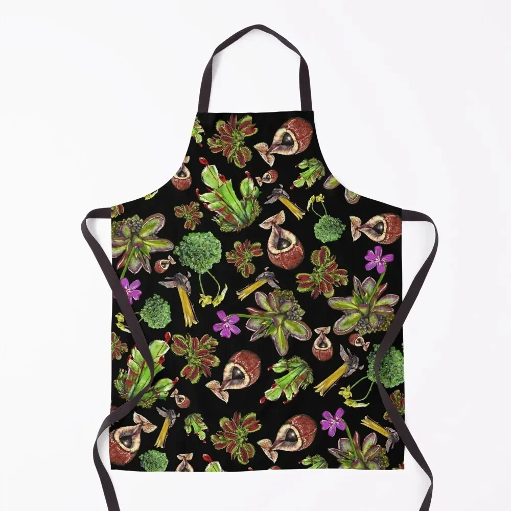 

Carnivorous plants black background Apron Men's Kitchen Kitchen Things Apron