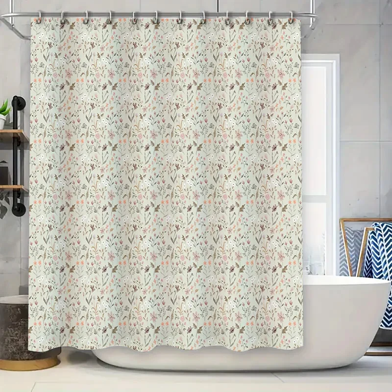 Floral Shower Curtain Botanical Greenery Nature Pattern Bathroom Decor Waterproof Fabric Liner Vintage Farmhouse Style Modern De
