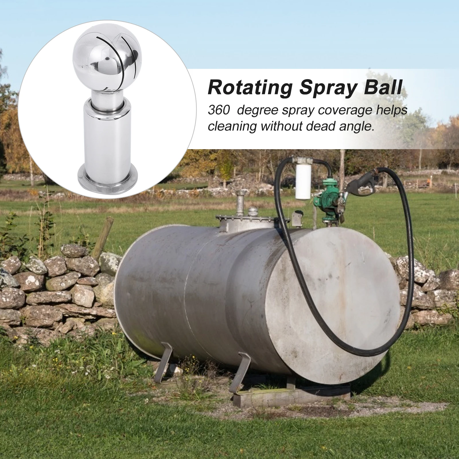 

360 Degree Rotating Spray Ball Stainless Cleaning Tool Corrosion Resistant No Rust Long Lasting Use For Sanitary