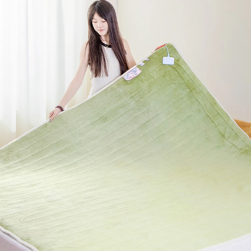

Electric Throw With UK EU Plug Safety Certified Single Double Size Moisture Proof Electric Warming Blanket Smooth Avocado Green