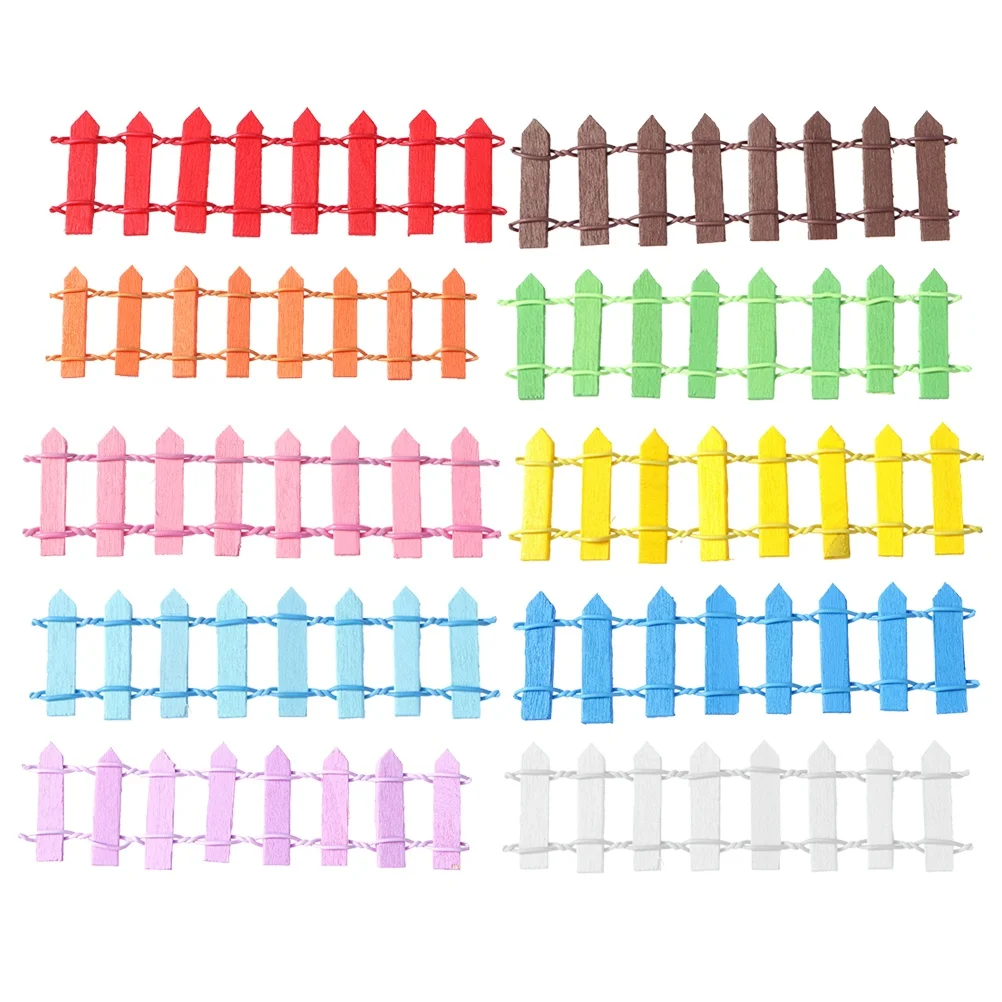 

10 Pcs Wooden Fence Miniature Christmas Tree Fairy Garden Decorative Bamboo Child Landscape DIY Mini House Model