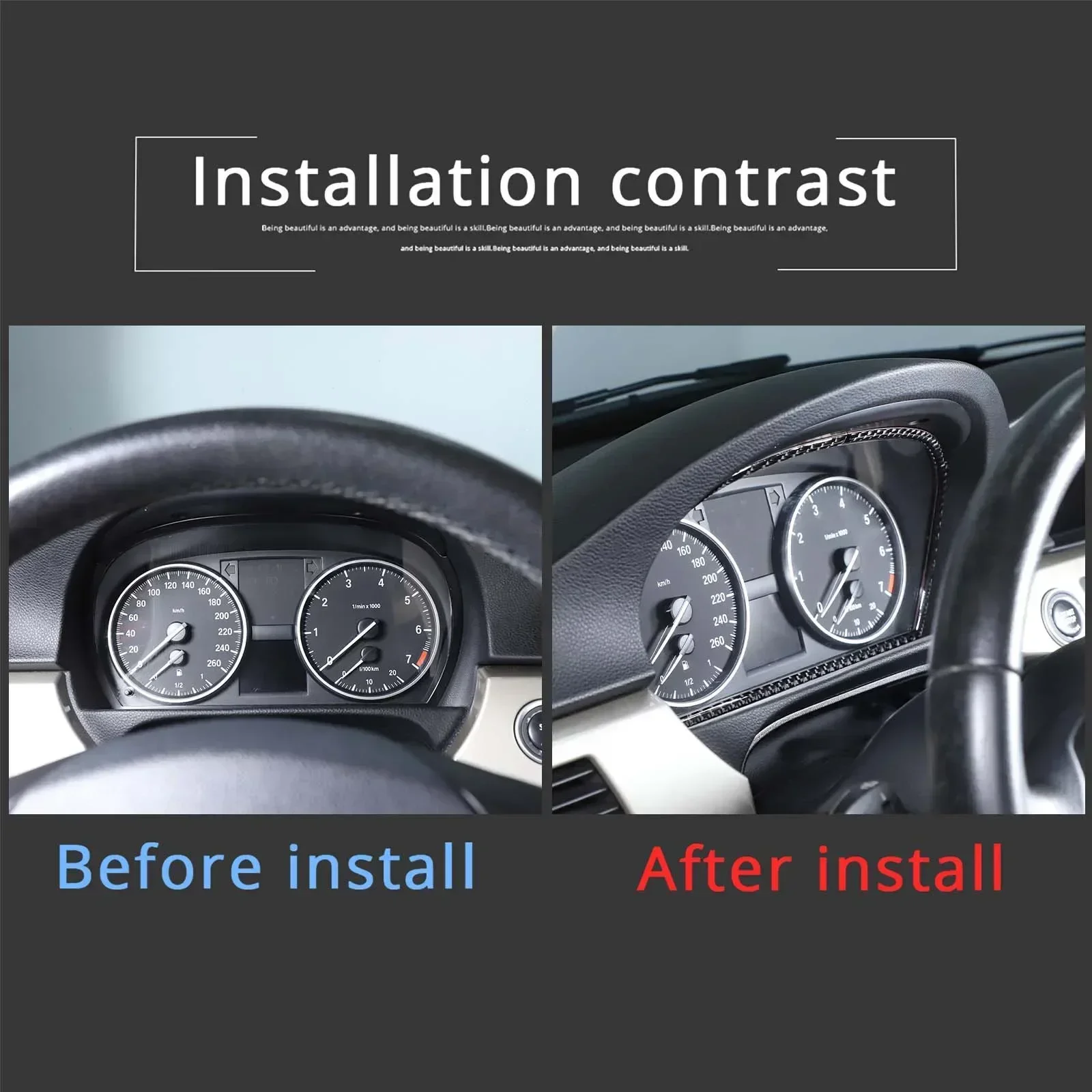 For BMW 3 Series E90 2005-2012 Car Dashboard Decorative Frame Sticker Soft Carbon Fiber Interior Accessories 1 Pcs