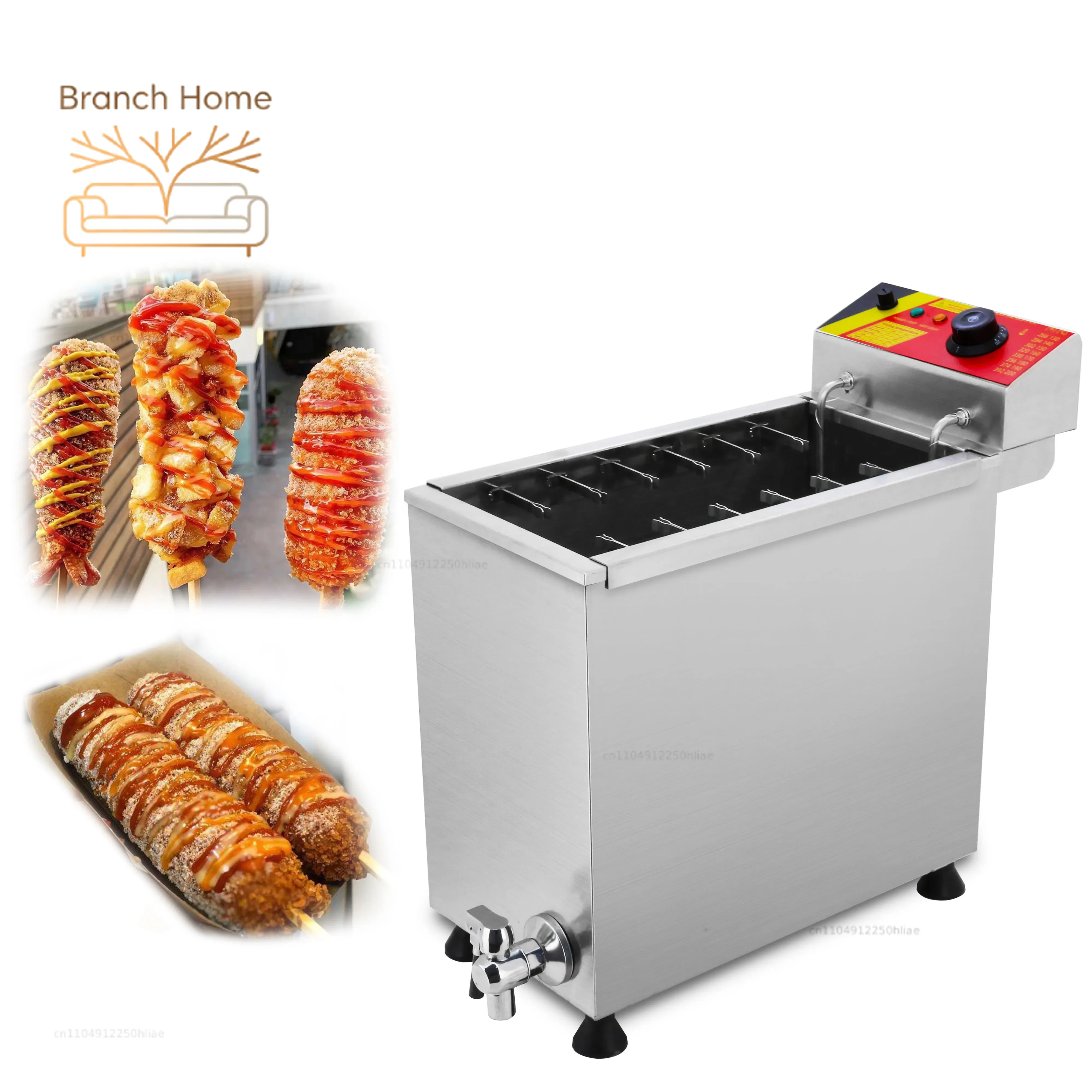 3KW Commercial Automatic Cheese Hot Dog Sticks Fryer Electric Korean Mozzarella Corn Dog Fryer Machine 21L Electric