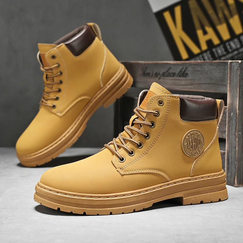

2025 Autumn & Winter Men's High-Top Yellow Duck Boots - Non-Slip Wear-Resistant Hiking Work Boots