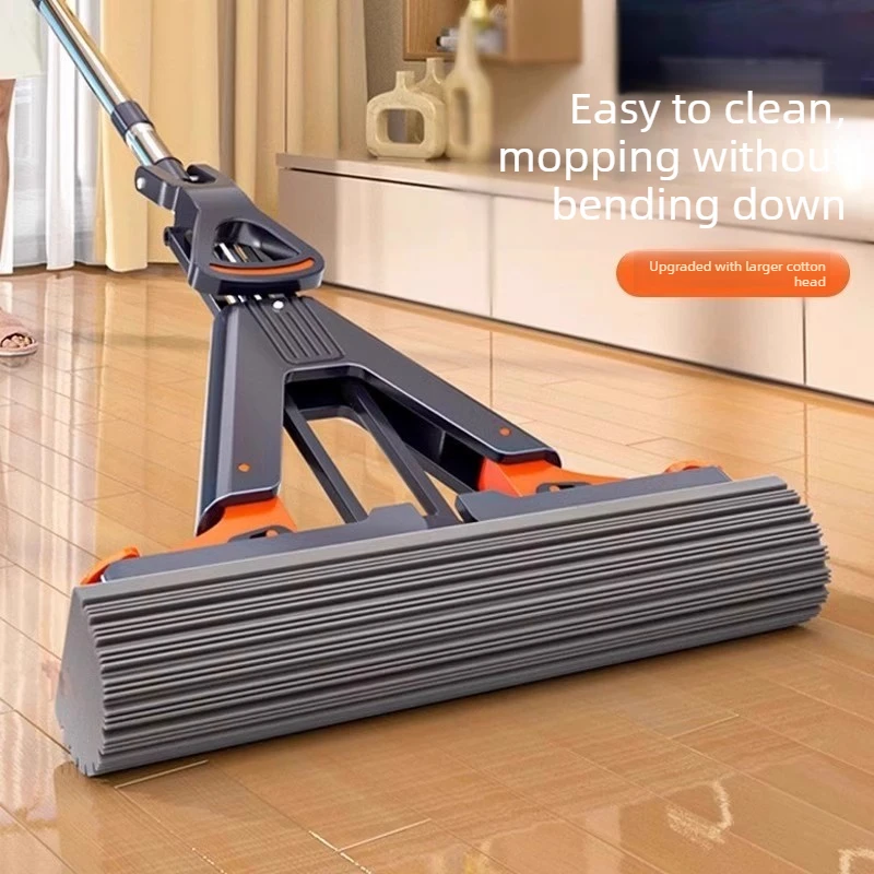 Foldable Hand Washing Collodion Mop with Replaceable Cotton Head for Home Tiles Wood Household Cleaning Wringer Mopping
