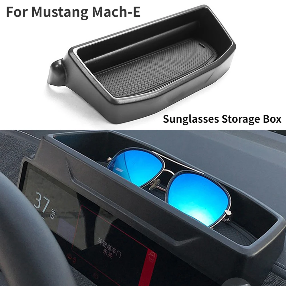Back of Screen Storage Box for Mustang Mach-E Sunglasses Tissue Tidying Non-slip Silicon Pad Car Accessories for Ford MACH-E