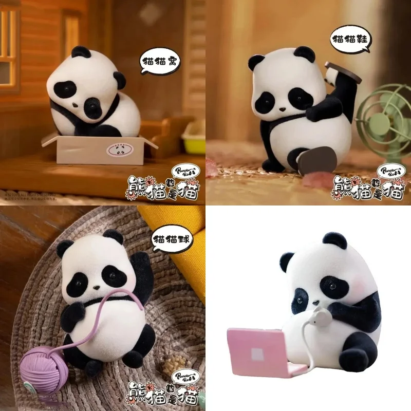 Genuine Blind Box Cute Pandas Are Also Cats Series Kawaii Panda Roll Mystery Box Collectibles Models As Desktop Decor As Gifts