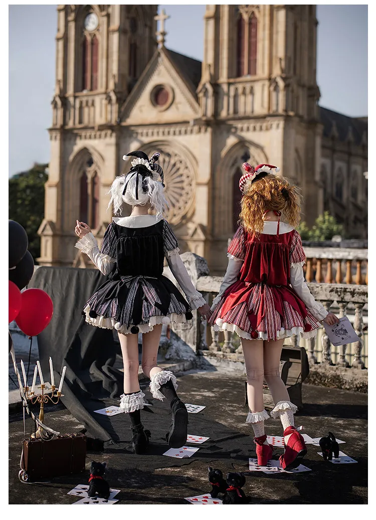 Costume de spectacle Lettre et Poème · Masque de poupée Clown Robe ample style sac Robe de princesse japonaise Lolita Rétro Gothique Mignonne Ensemble
