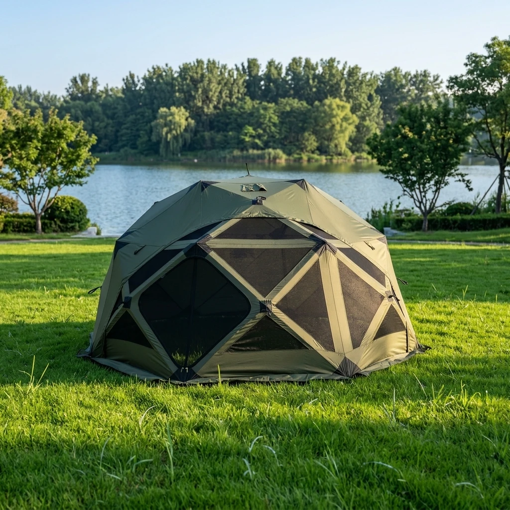Summer Octagonal Pop up Screen Tent 8 10 Person Spacious Mesh Shelter With Fly Cover