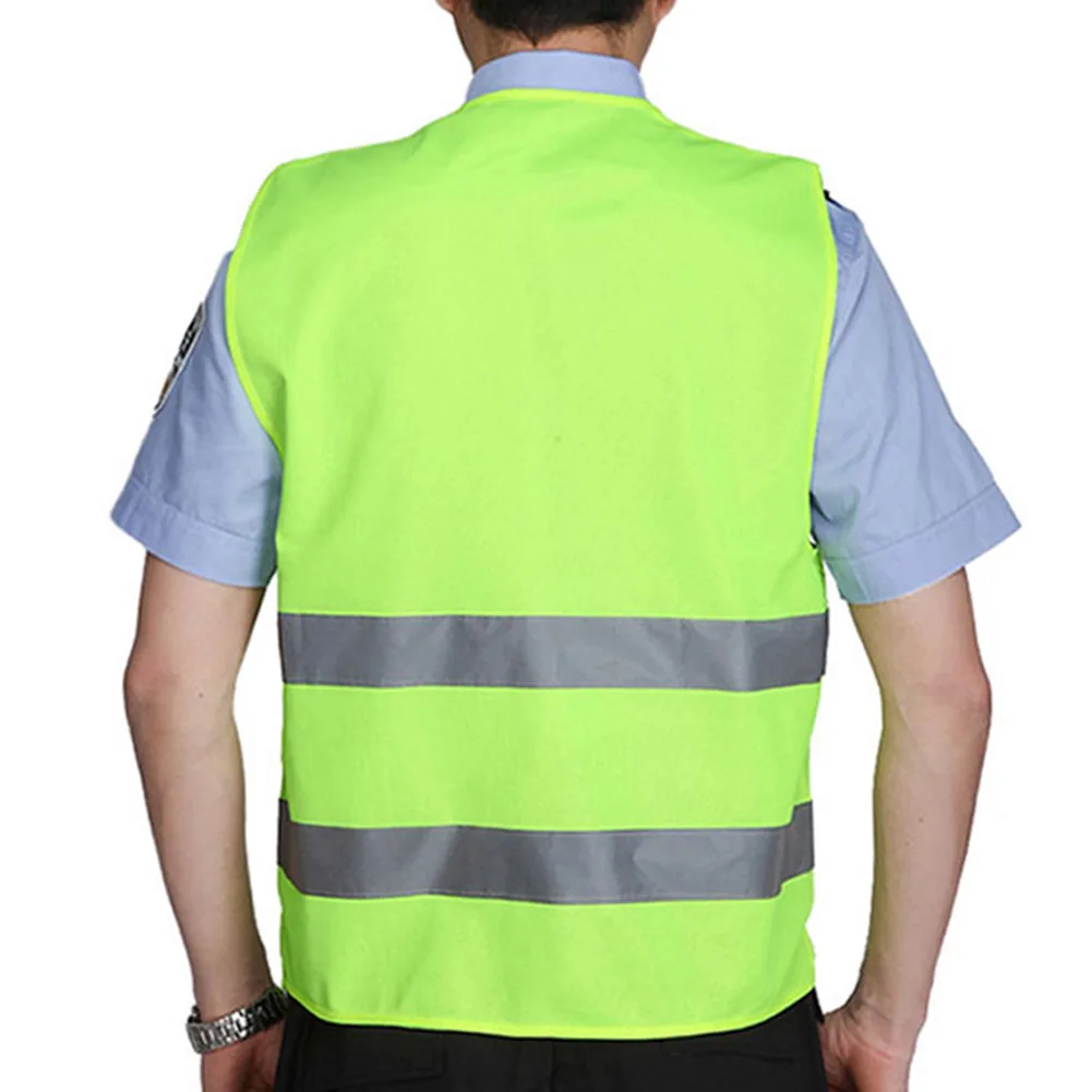 Reflective Vests Traffic Car Construction Vest Motorcycle Safety Reflective Clothing At Night Fluorescent Green XXL Vest