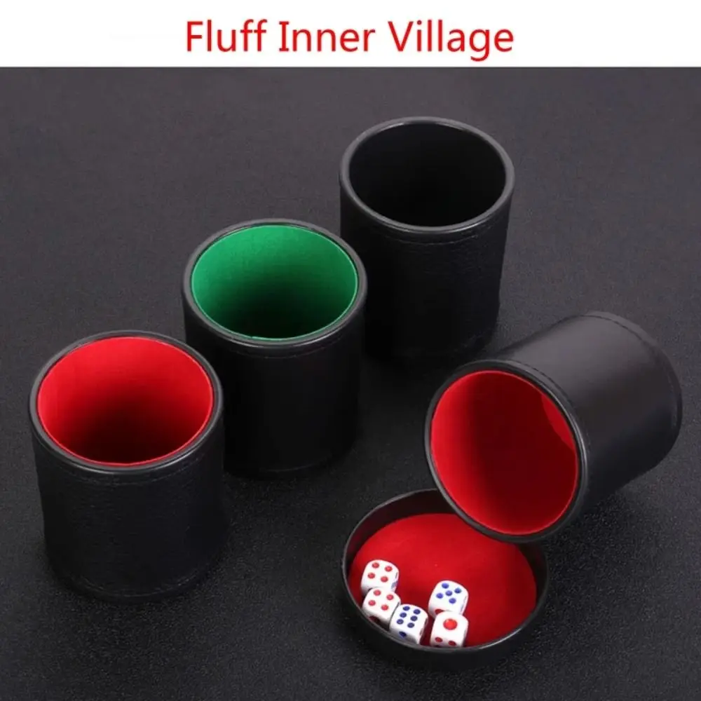 Comfortable with Lid Dice Cup Green Red Lining Black Board Games Leather Party Dice Cup