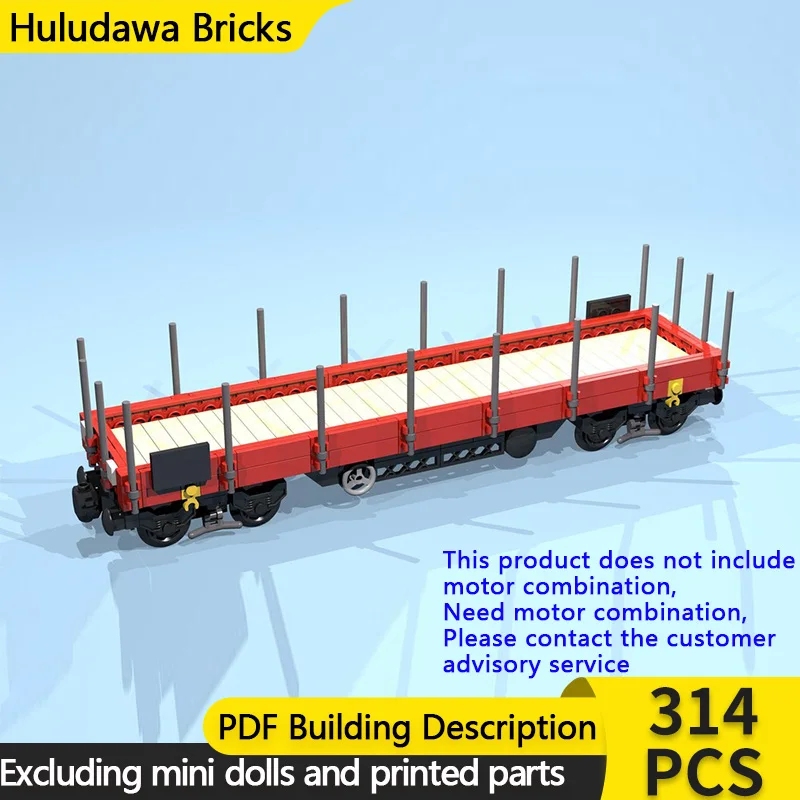 

City Car Model MOC Building Bricks 8-Wheel Red Stake Wagon Modular Technology Children Holiday Gifts Assemble Toys Suit