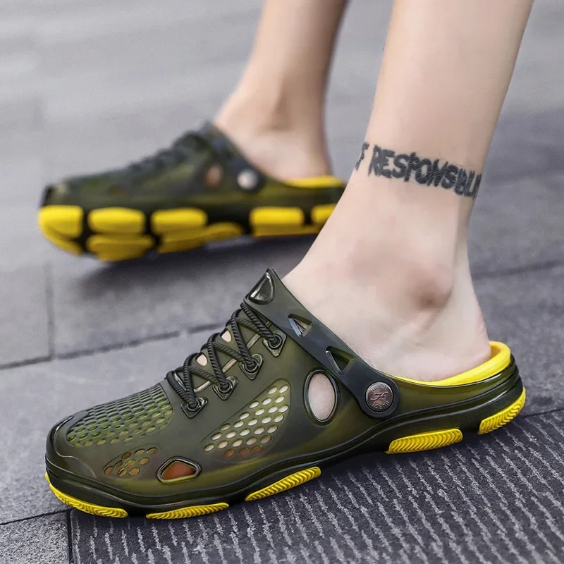 NEW Summer Men Sandals Light EVA Men's Casual Shoes Hole Shoes Clogs Lovers Home Garden Outdoor Male Beach Flat Slippers