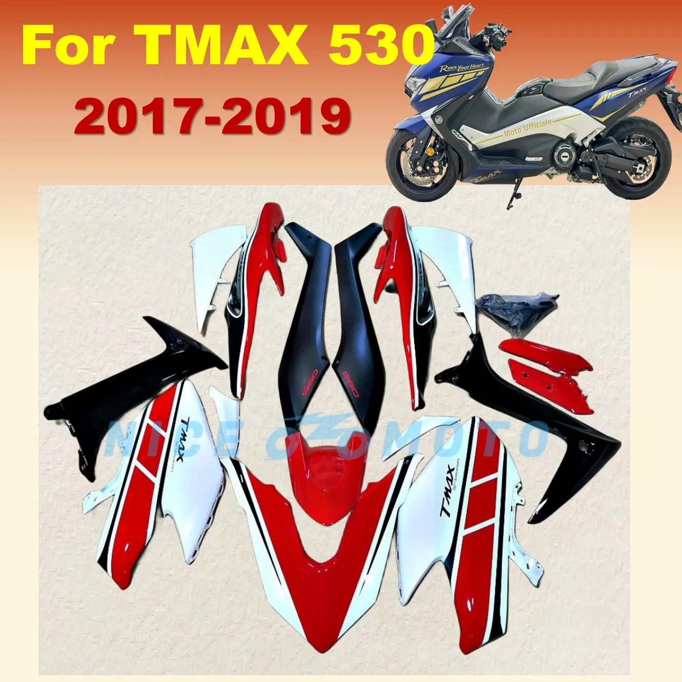 Motorcycle fairings fit YAMAHA TMAX530 2017 2018 2019  T-MAX530 TMAX 530 17 18 19 Red motorcycle housing  Fairing