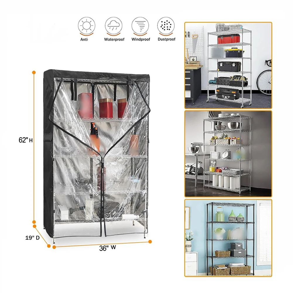 For Outdoor Use Shelf Cover Dustproof Cover Clear Front Zippered Cover Zippered Cover 36 W X 19 D X 62 H Secure Fastening