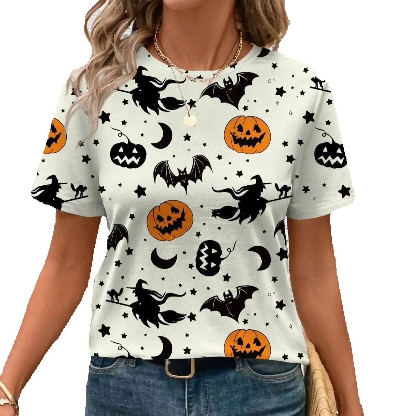 最新ゴーストパンプキングラフィック女性服半袖 Tシャツハロウィンコスチュームヒップホップストリート Y2k レディース服トップ Tシャツ