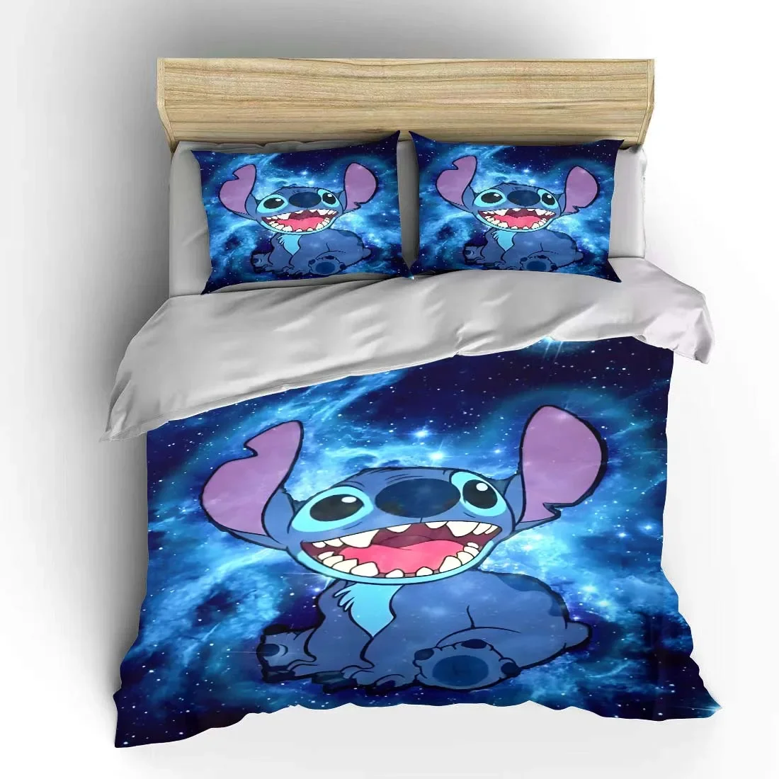 Stitch Baby 3pcs Bedding Set Fluffy Cartoon Comforter Cover Soft Kids US Twin King Queen Size Bedding Set Baby Bedclothes Gift