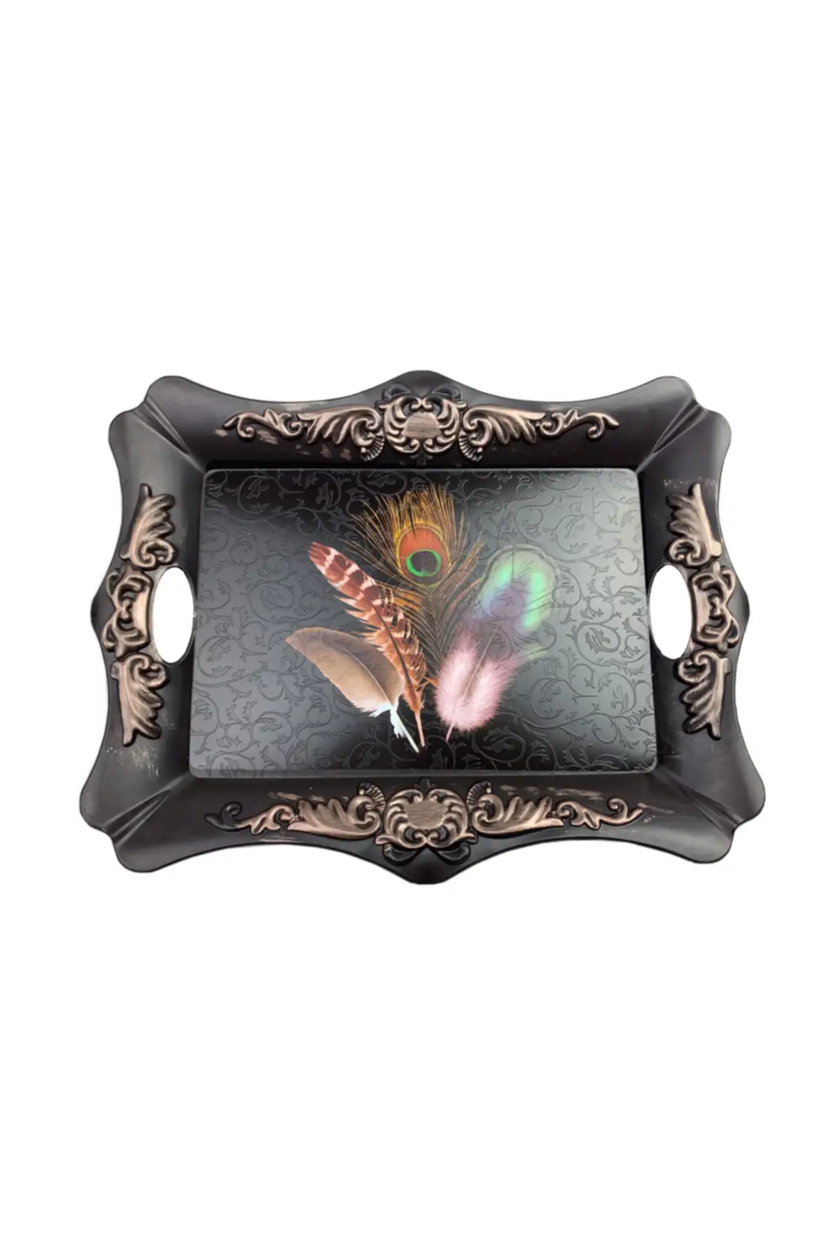 

DOLBOVI Luxury Rectangle Presentation Tray, big size Eskitmeli Pattern tray-46x38cm-Bird Tüyü Model tray поднос plateau luxury