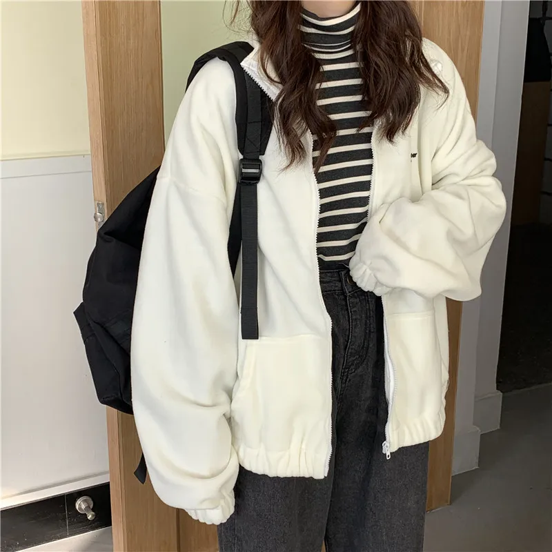 Sweatshirts Women Zip Up Ulzzang Harajuku Streetwear All-match Trendy Popular Simple Daily Stylish Hoodie BF Chic Retro Students